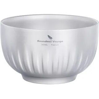 iBasingo Titan 500ml Doppelwandige Haferflocken Reis Suppen Schüssel Ultraleichtes Tragbares Geschirr Outdoor Camping Metall Schüssel Ti1165T