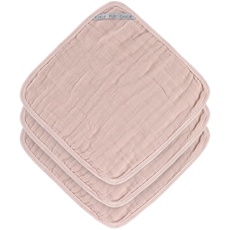 LÄSSIG Muslin Waschlappen Baumwolle 3er Set/Wash Cloth powder pink