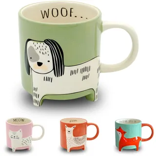Winkee - Cute Animal Kaffeetasse Hund Benny I Die süße Hund-Tasse I XXL Tasse ca. 500 ml I Cute Coffee Mug