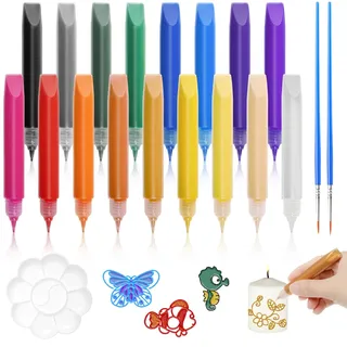 Wachsstifte für Kerzen Bemalen Set, 17 Stück Kerzenstifte für Kerzen mit Paint Brush Premium Candle Pen Stifte zum Verzieren Weihnachten Hochzeiten Ostern