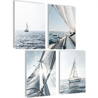 Mojoliving Poster Set Segeln Maritim - Natur Bilder See Strand Muschel Ostsee Nordsee Deko - Meer Maritime Landschaft