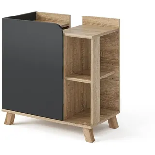 Vicco Waschbeckenunterschrank Karen 60 x 65 cm Tür und offenen Fächern, Sonoma/Anthrazit - Grau