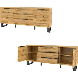 Wohn-/Esszimmer Sideboard in Wotan Eiche Nb. HENDERSON-83, B/H/T ca. 201/83/45 cm - Braun