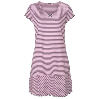 H.I.S. H.I.S, Nachthemd in süßem Streifenlook mit Kräuselrändern, rosa