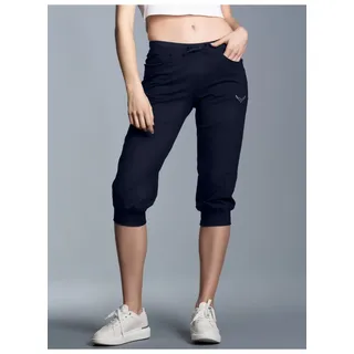 Trigema Jerseyhose »TRIGEMA Hüfthose mit Kristallsteinen«, (1 tlg.), blau