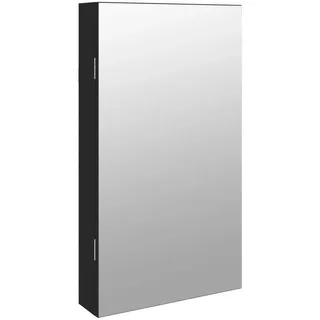 Spiegel-Schmuckschrank mit LED-Beleuchtung Wandmontage Schwarz - Schwarz
