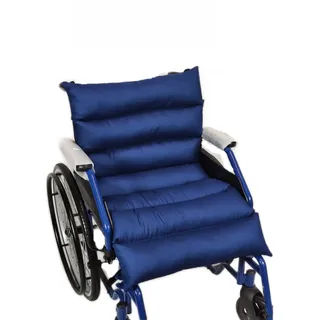 TAKIMED Rollstuhlmattenkissen aus Silikon-Hohlfaser mit Anti-Dekubitus-Rücken, orthopädisches Langkissen für Kinderwagen, italienisches Produkt (blau)