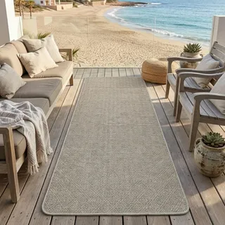 Tadi & Imperio1979 Rubin-Teppich für den Außen- und Innenbereich, lang, Terrasse, Garten, Eingänge, Flur, Balkon, Esszimmer, Küche, erhältlich in Gold und Beige, 85 x 600 cm.