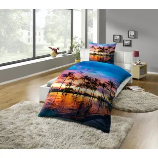 Kinzler Bettwäsche »Bio Baumwoll Renforce Bettwäsche "Palmen"« 2 Stk. tlg. GOTS zertifiziert bunt