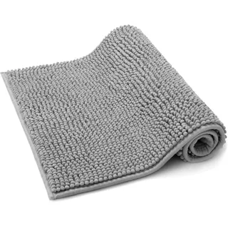 Seamarkt Badematte 50×80 cm – Premium Weicher & Rutschfester Badezimmerteppich, Saugfähiger & Waschbarer Duschvorleger – Modernes Silber
