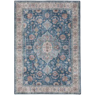 benuta Pop Teppich Laury Blau 200x300 cm , Textil , Orientalisch , Rechteckig , 200x300 cm , Gots , wasserabweisend , Teppiche und Böden, Teppiche