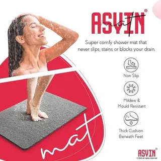 Antislip-Badmat 40 x 60 cm, grau, ftalatfrei, schnell trocknend - Bunt