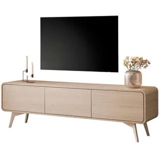 Furn.Design Tv-Lowboard Eiche natur skandinavisch 180 cm, TV Unterteil mit Push-to-Open , Eichefarben , Holz , Nachbildung,Eiche , 180x53x39 cm , Wohnzimmer, TV Möbel, Lowboards, Lowboards stehend