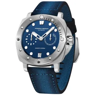 Pagani Design 1767 Quadratische Automatikuhr, Herren, selbstaufziehendes Nylonband, 200 m wasserdicht, Sport-/Militär-Uhr mit Gangreserve-Zifferblatt