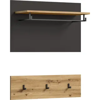 INOSIGN Garderobenpaneel »Rehat, Breite 80cm, 2 tlg., 3 Haken, mit Hutablage«, Wandgarderobe, Paneel grau