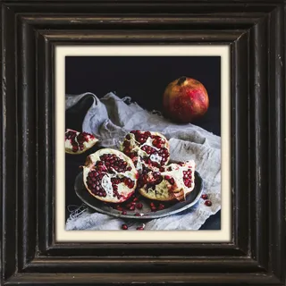 queence Leinwandbild »Granatapfel« Kunst   Obst   Obst Bilder   Stillleben Premium-Leinwandstoff, Handarbeit aus Deutschland, 40x40cm, rot
