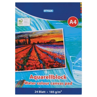 Stylex 28690 - Aquarellblock A4, 24 Blatt 185 g/m2, mit Kopfleimung, ideal für Amateur- und professionelle Künstler gleichermaßen