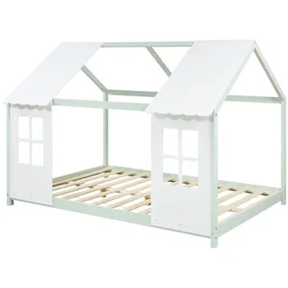 [en.casa] Kinderbett Tostedt 140 x 200 cm Kiefer massiv mint-grün-weiß