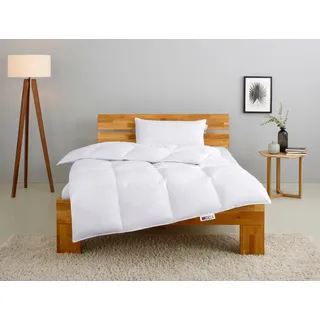 my home Kassettenbett + Kopfkissen »RINA, Bettdecke in 135x200 & 155x220 cm, 2-tlg.« Set mit Kissen 40x80 cm, 80x80 cm für Herbst, Winter, Made in Germany, weiß