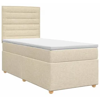 vidaXL Boxspringbett mit Matratze Creme 100 x 200 cm Stoff - Creme