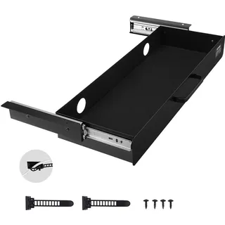 Vevor Untertisch Schublade 635x232x75 mm, Unterbau Schreibtisch, versteckter Schreibtisch-Aufbewahrungs-Organizer, Bleistiftschublade unter dem Tisch für Sitz-Steh-Arbeitsplätze im Büro & zu Hause