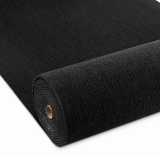 Livelynine Teppich Wohnzimmer Schlafzimmer Flur Rutschfest Auslegware Teppichboden Meterware 400 cm X 60cm Breit Abwaschbare Teppich Bodenbelag Schwarz für Büro Gewerbe Haus Bodenteppich Kinderzimmer