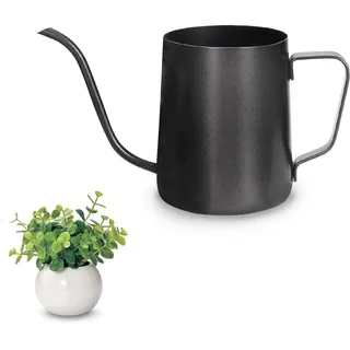 350ML Gießkanne Klein Zimmerpflanzen, Schwarz Mini Gießkanne, Edelstahl Langer Auslauf Giesskanne, BonsaiGießkanne Gartengießkanne für Haus Zimmerpflanzen Sukkulenten