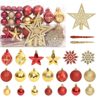 108-tlg. Weihnachtskugel-Set Golden und Rot - Gold