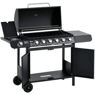 Outsunny Gasgrill Grillwagen 135 x 50 x 100 cm Schwarz 