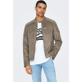 ONLY & SONS Lederimitatjacke »ONSGUS FAUX SUEDE RACER JACKET OTW NOOS« ohne Kapuze, grün