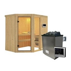 KARIBU Sauna »Paide 1«, inkl. 9 kW Saunaofen mit externer Steuerung, für 3 Personen - beige