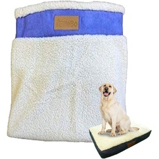 Ellie-Bo Ersatz Hundebett Cover mit Faux Wildleder und Schaffell, 122 cm, 117 x 75 cm, 2 x große, blau