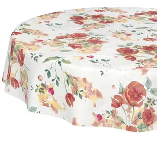 Wachstuchtischdecke Tischdecke abwaschbar Wachstischdecke pflegeleicht wasserabweisend Lotuseffekt Gartentischdecke Mohnblumen Rund 140 cm Schnittkante