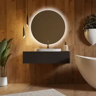 Home Deluxe - LED-Spiegel SILA - 100 cm - Rund - 3 verschiedene Lichtfarben - Antibeschlagssystem - 38 Watt Gesamtleistung I Wandspiegel Badspiegel Badezimmerspiegel