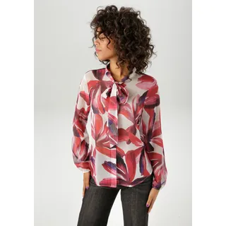 Aniston CASUAL Schluppenbluse mit großflächigen, grafischen Blättern bedruckt, rot