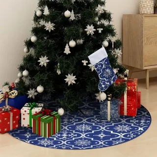 Luxus-Weihnachtsbaumdecke mit Socke Blau 150 cm Stoff , Künstliche Weihnachtsbäume Design 2024 - Blau