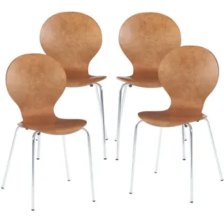 [en.casa] Esszimmerstuhl Etne Holz Metall dunkelbraun 4er Set