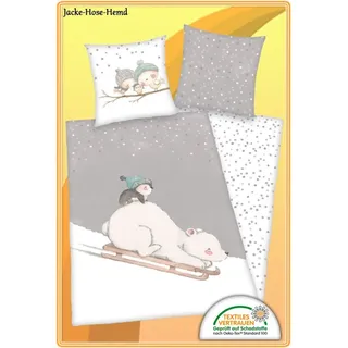 Bettwäsche Flanellbettwäsche Eisbär Vogel Schnee Pinguin Gr.135x200cm NEU