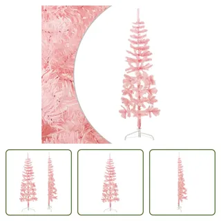 The Living Store Künstlicher Halb-Weihnachtsbaum mit Ständer Schlank Rosa 180 cm - Rosa