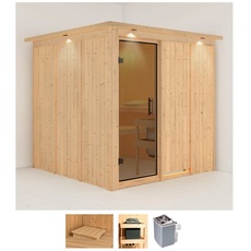 Bild Sauna »Romina«, (Set), 9-kW-Ofen mit integrierter Steuerung, beige