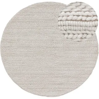 benuta Wollteppich rund Dina Cream ø 100 cm rund , Creme , Textil , Beton Optik , Rund , 100x100 cm , pflegeleicht , Teppiche und Böden, Teppiche, Schafwollteppiche
