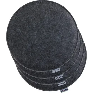 Unyqoos® rundes Sitzkissen aus meliertem Filz Ø ca. 35 cm, 2 cm dick – robustes, langlebiges Polster mit komfortabler Füllung für Stuhl, Sofa & Camping - Grau