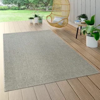 Paco Home Waregem 621", grau, B:120cm H:4mm L:170cm, Polypropylen, Teppiche, Teppich, Flachgewebe, meliert, mit Bordüre, Outdoor geeignet, Wohnzimmer