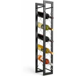DanDiBo Weinregal 5-Flaschen Metall Schwarz 15/19/100 cm , 15x100x19 cm , Weinregale