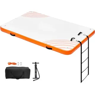 Schwimm-Dock Deluxe - Aufblasbare Dockplattform mit rutschfester Matte - Tragetasche & Leiter - Schwimmende Insel für den Pool - 2,43 x 1,52 m