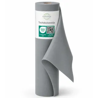 Sensalux Tischdeckenrolle Vlies 1,50 x 25 m Grau, 80 g/m2 | abwaschbar, wasserabweisend, stoffähnlich, Tischdecke Rolle, OEKO-TEX, Party, Hochzeit, Catering, Event