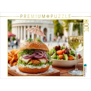 CALVENDO Puzzle Absolut genial - ein Aubergine-Hamburger | 1000 Teile Lege-Größe 64x48cm Foto-Puzzle für glückliche Stunden