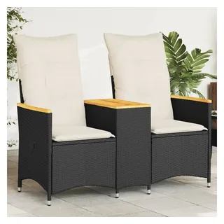 vidaXL Gartensofa 2-Sitzer Verstellbar mit Tisch 1 Teile  Schwarz