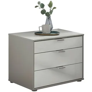 Dieter Knoll Nachtkästchen , Grau, Weiß , Glas, Holzwerkstoff , 3 Schublade(n) Schubladen , 60x48x43 cm , ISO 9001, Made in Germany , Typenauswahl, Soft-Close-System , Schlafzimmer, Nachtkästchen