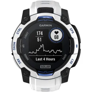Garmin Instinct 3 BT 45 mm Kunststoffgehäuse schwarz Wechselarmband weiß M